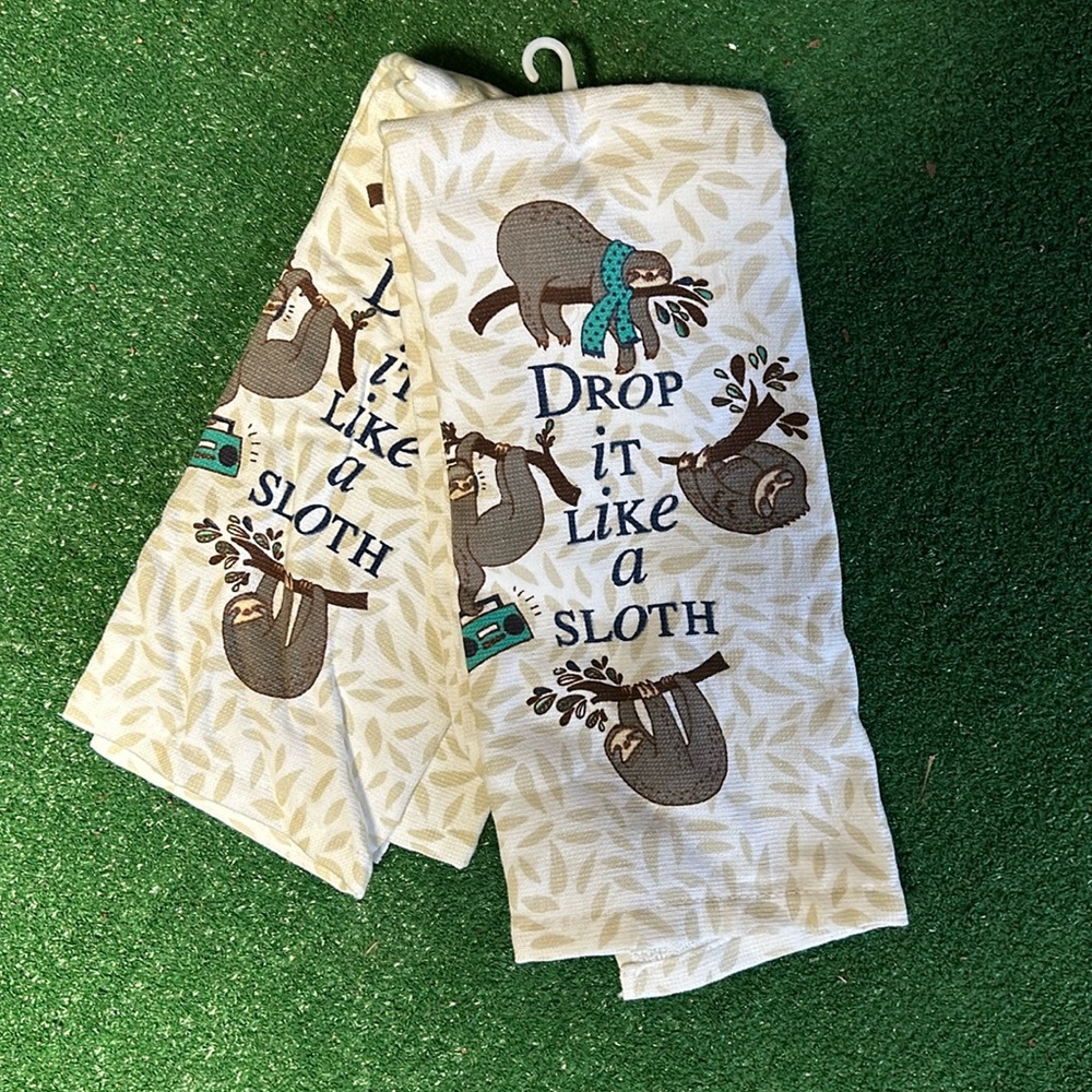 Set of 2 drop it like a sloth kitchen towels!